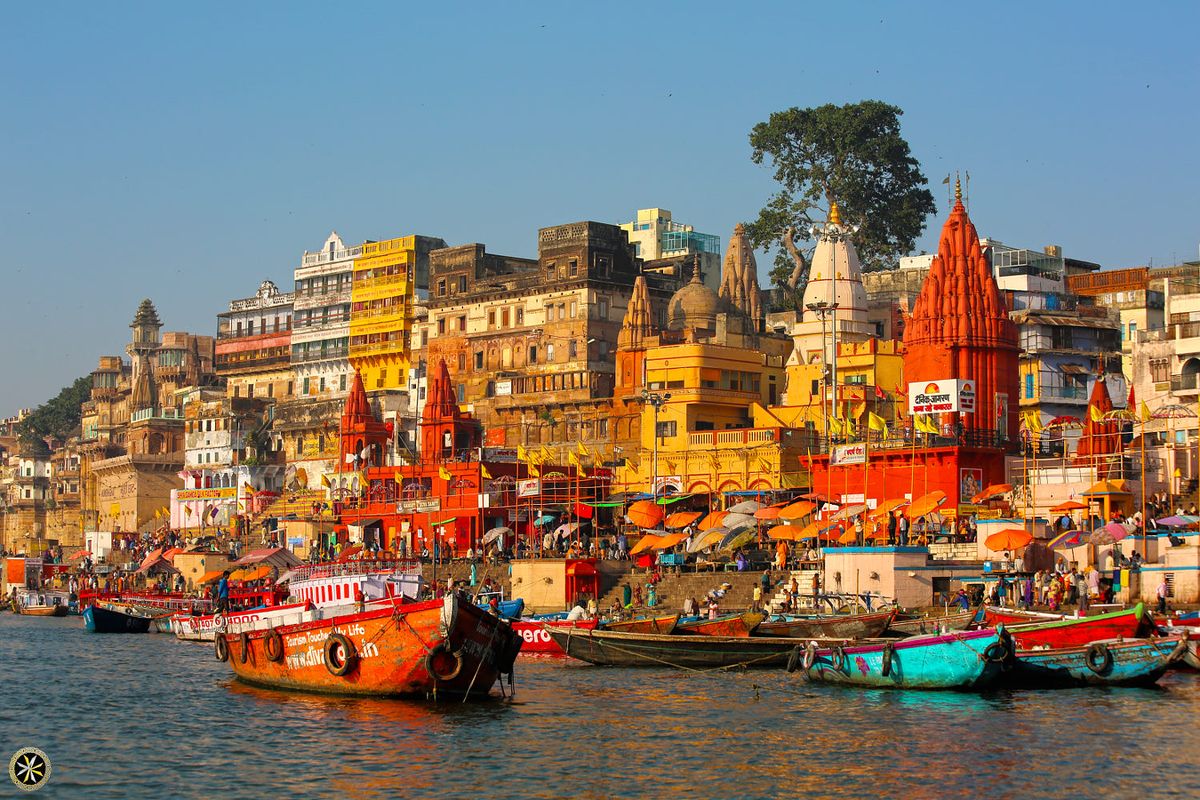 Ganga Ghats Varanasi with temples and boats